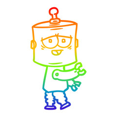 rainbow gradient line drawing cartoon robot