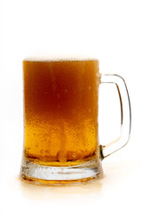 glass of beer on white background
