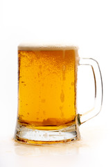 glass of beer on white background