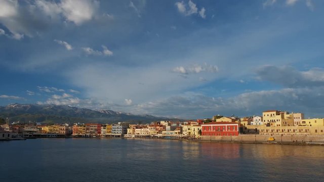 Picturesque old port of Chania, Crete island. Greece