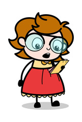 Reading Notes - Teenager Cartoon Intelligent Girl Vector Illustration