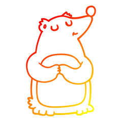 warm gradient line drawing cartoon bear
