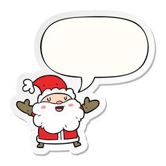 cartoon santa claus and speech bubble sticker