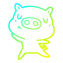 cold gradient line drawing cartoon content pig