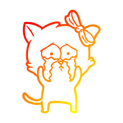 Fototapeta premium warm gradient line drawing cartoon cat