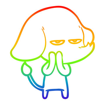 recommend clip art: rainbow gradient line drawing annoyed cartoon elephant