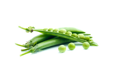 Fresh peas isolated on white background