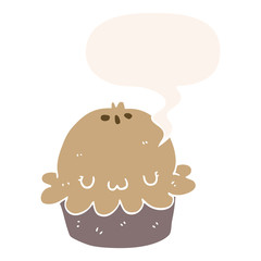 cute cartoon pie and speech bubble in retro style