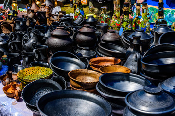 Different clay utensil for sale on a country fair