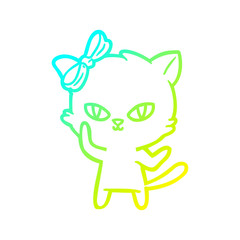 cold gradient line drawing cute cartoon cat