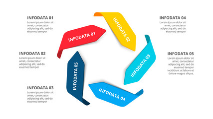 Vector arrows infographic. Cycle diagram with 5 options. Business template for presentation.