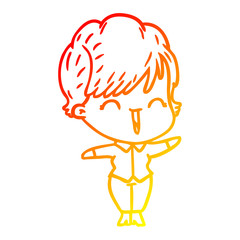 warm gradient line drawing cartoon laughing woman