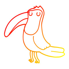 warm gradient line drawing cartoon toucan