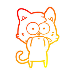 warm gradient line drawing cartoon nervous cat