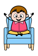 Cheerful Kid - Teenager Cartoon Fat Boy Vector Illustration