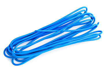 Obraz na płótnie Canvas electric blue wire isolated on white background.