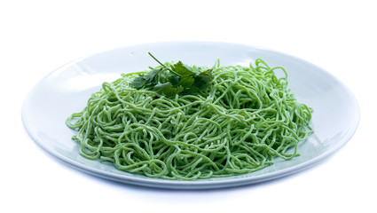 green noodle isolated on white
