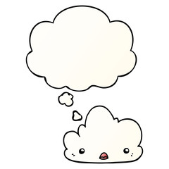 cute cartoon cloud and thought bubble in smooth gradient style