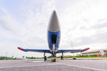 old airplane park for showing in the public park 