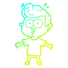 cold gradient line drawing cartoon staring man
