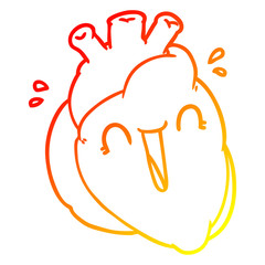 warm gradient line drawing cartoon heart laughing