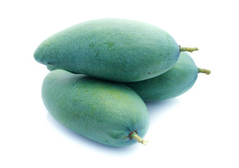 fresh green mango fruit isolated on white background
