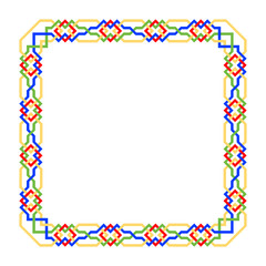 vector square frame with seamless islamic pattern. ancient repeated motif. a decorative border constructed from continuous lines. simple geometric background with meandros. classic ornament
