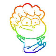 rainbow gradient line drawing cartoon happy man
