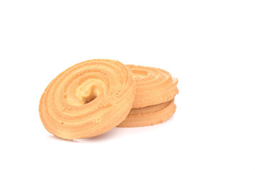 Round butter biscuits isolated on a white background.