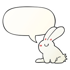 cartoon rabbit and speech bubble in smooth gradient style