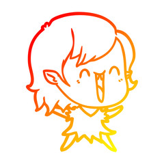 warm gradient line drawing cute cartoon happy vampire girl