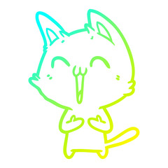 cold gradient line drawing happy cartoon cat