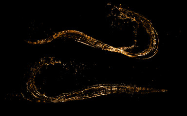 Golden splashes collection isolated on black background