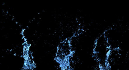 Water splashes isolated on black background