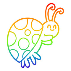 rainbow gradient line drawing cute cartoon ladybug