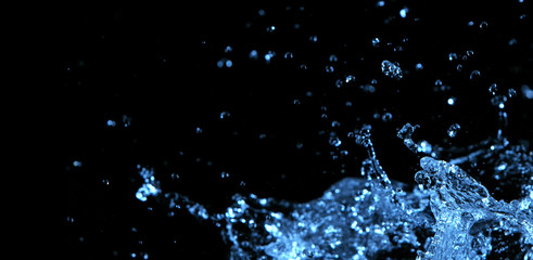 Water splash isolated on black background