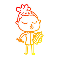 warm gradient line drawing cartoon calm woman