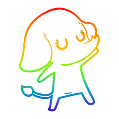 rainbow gradient line drawing cute cartoon elephant