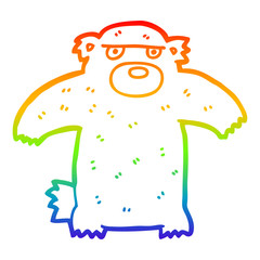 rainbow gradient line drawing cartoon bear