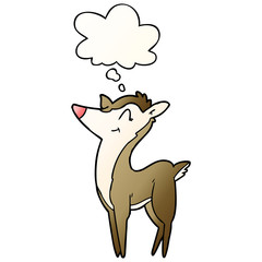 cartoon deer and thought bubble in smooth gradient style