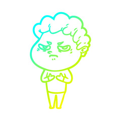 cold gradient line drawing cartoon angry man