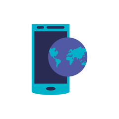 smartphone device with planet earth