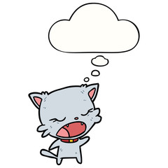 cartoon cat talking and thought bubble