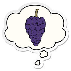 cartoon grapes and thought bubble as a printed sticker