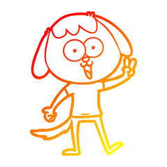 warm gradient line drawing cute cartoon dog