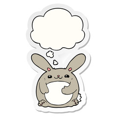 cartoon rabbit and thought bubble as a printed sticker