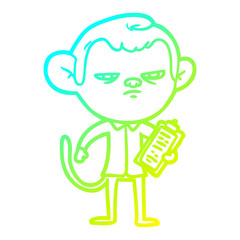 cold gradient line drawing cartoon annoyed monkey boss