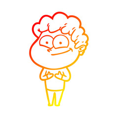 warm gradient line drawing cartoon happy man