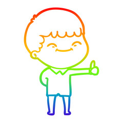 rainbow gradient line drawing cartoon happy boy