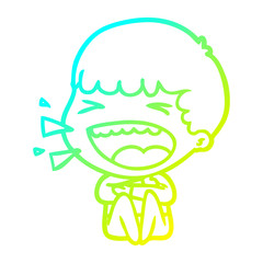 cold gradient line drawing cartoon laughing man